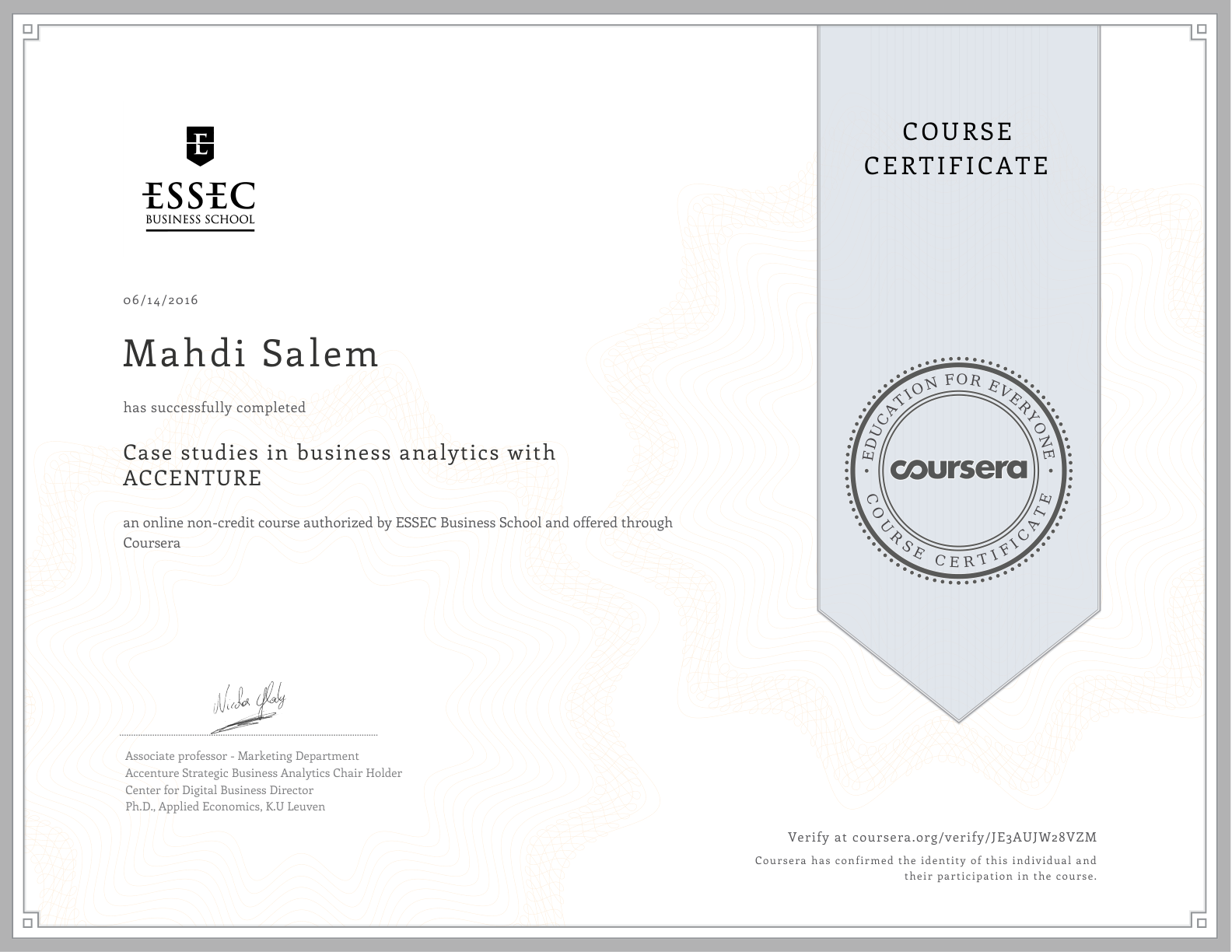 Business Analytics Specialization (5-Course Track)