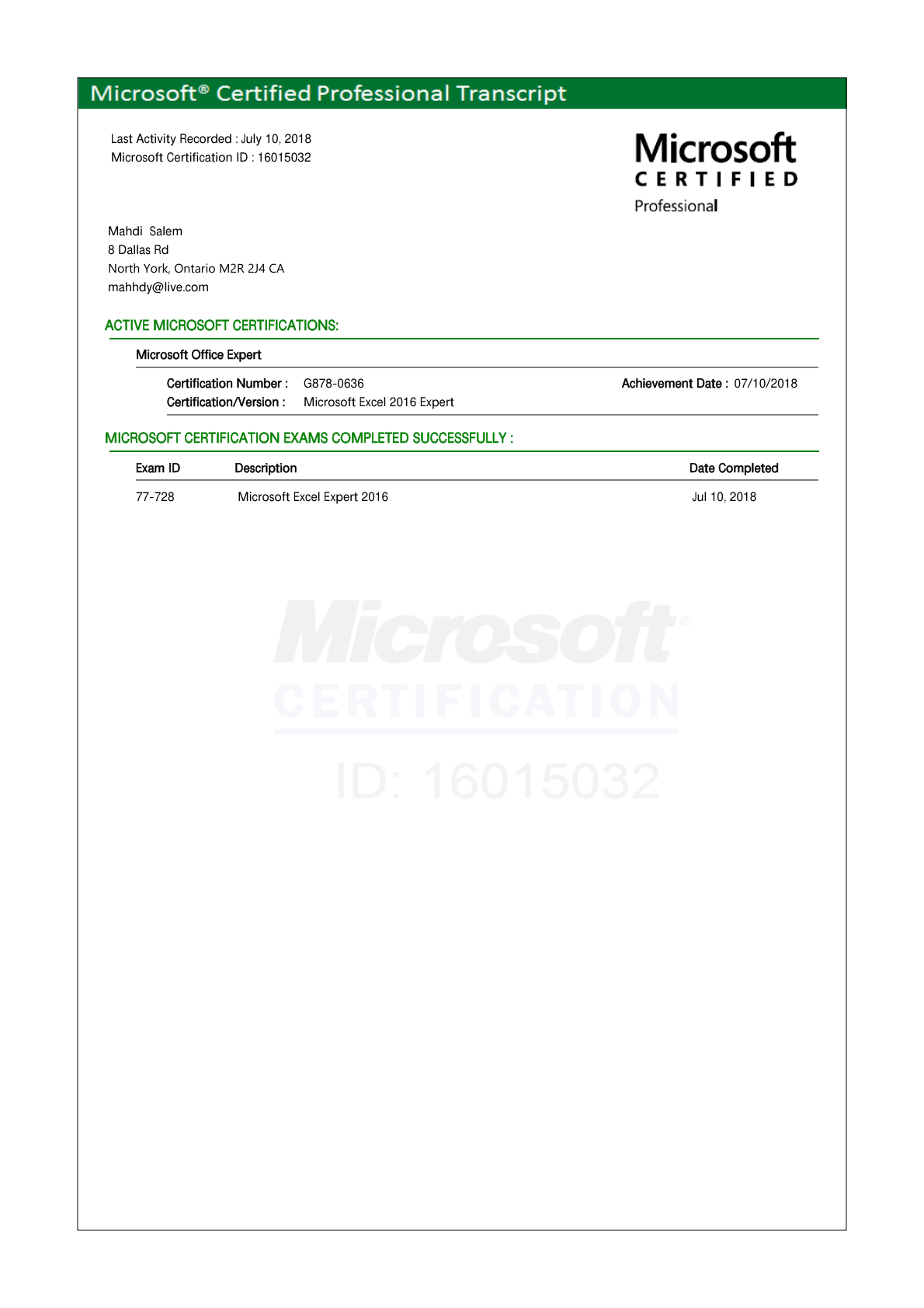 Microsoft Office Specialist: Excel 2016 Expert